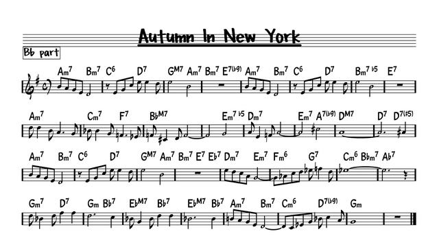 Autumn In New York - Play along - Bb version смотреть онлайн