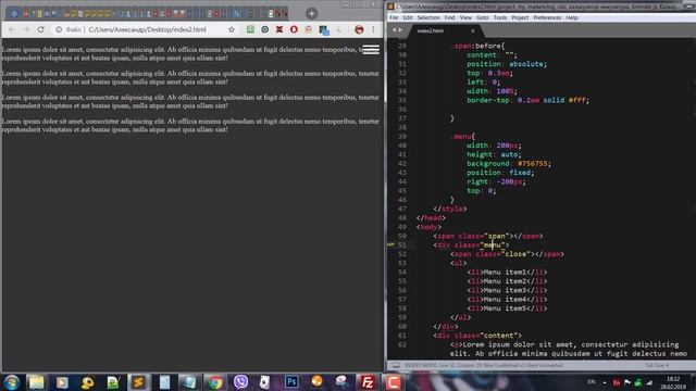 Создание мобильного меню для сайта CSS + jQuery | speed coding смотреть онлайн