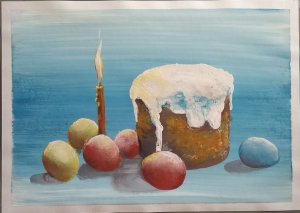 Мастер Класс. Гуашь. КУЛИЧ СВЕТЛЫЙ ПРАЗДНИК ПАСХИ. Подробный видеоурок