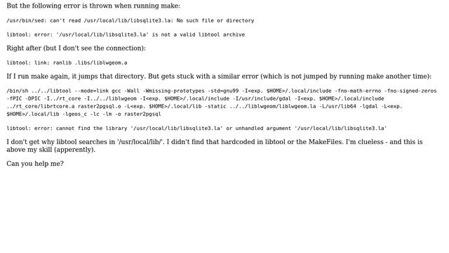 GIS: Compiling on CentOS fails due to ignored LIB flag смотреть онлайн
