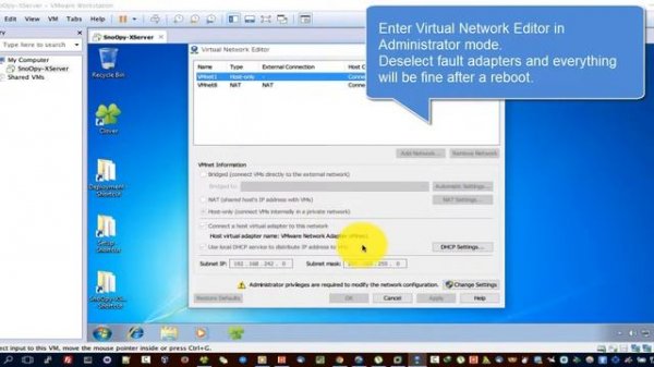 VMware Workstation bridge network adapter fail for Internet in Windows 10 NAT Host-only Adapters