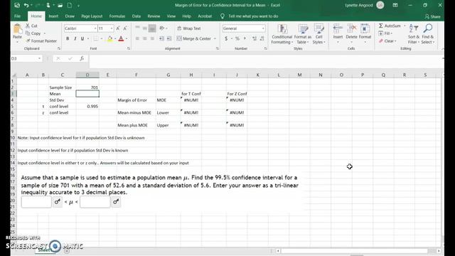 Confidence Interval for a Mean using Excel смотреть онлайн