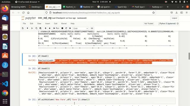 SPARK SAMPLE QUERIES ON CSV ACCESSING FROM HDFS IN WEB JUPYTER AND IN VS CODE смотреть онлайн