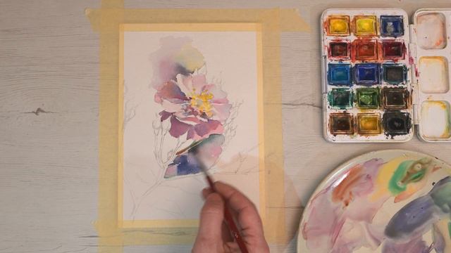 WATERCOLOR Painting TUTORIAL - How to Paint FLOWERS Wild ROSE смотреть онлайн