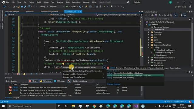 ToDo Bot | Part 2 | Designing Bot and Coding Main Dialog | Microsoft Bot Framework смотреть онлайн