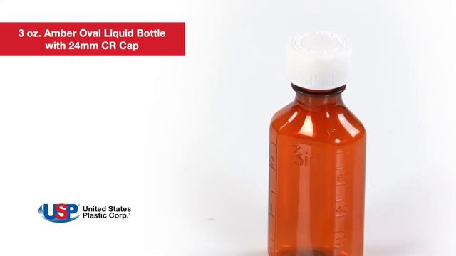 3 oz. Amber Oval Liquid Bottle with 24mm CR Cap | U.S. Plastic Corporation® смотреть онлайн