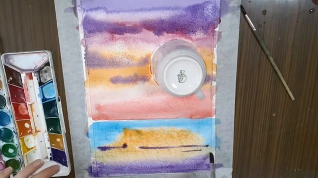 закат акварелью//рисуем с детьми смотреть онлайн