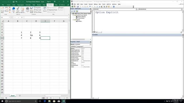 Excel VBA Programming - Range Actions | 11 - The Range Delete Method смотреть онлайн