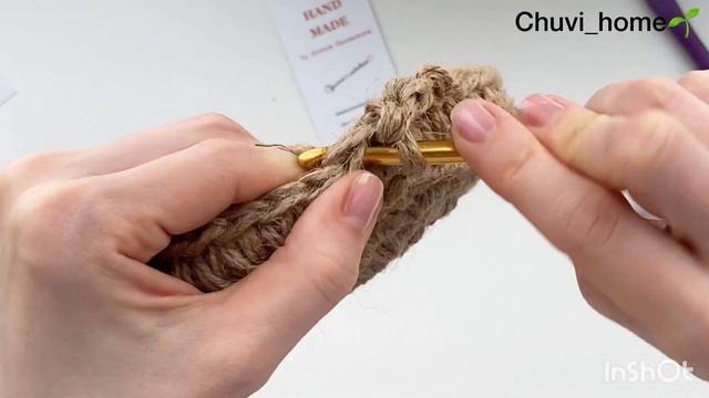 КОРЗИНА ИЗ ДЖУТА БЕЗ ИСПОЛЬЗОВАНИЯ КАНАТА. ЧАСТЬ 2. ОСНОВНОЙ УЗОР. смотреть онлайн