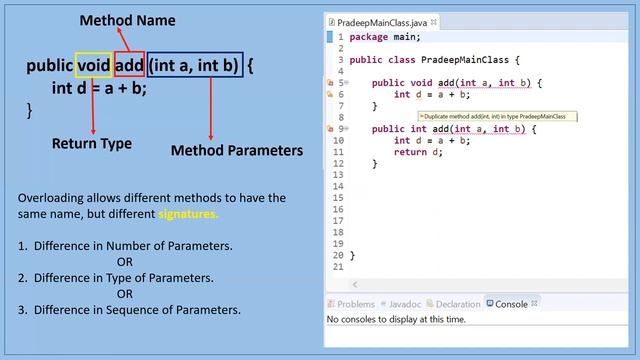 Method/Function Overloading in Java | Pradeep Nailwal смотреть онлайн
