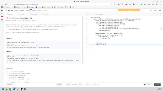 LeetCode 207 | Course Schedule | BFS HashMap, List[] | Java смотреть онлайн