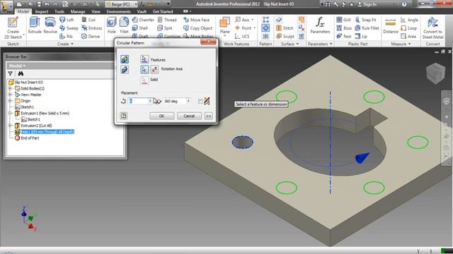 Slip Nut Insert-03 (Video Tutorial) Autodesk Inventor смотреть онлайн