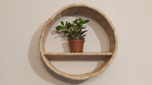 МК. Круглая навесная полка из бумажной лозы. #174