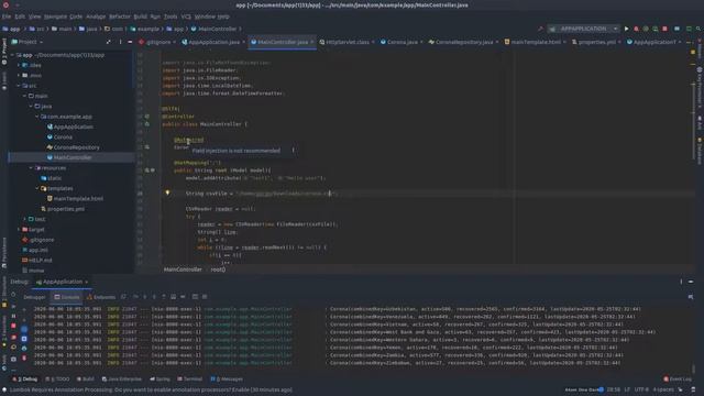 Corona Tracker - Java Spring Boot Tutorial for Beginners - JPA, MySQL, Debug, Remote file - Part 2 смотреть онлайн