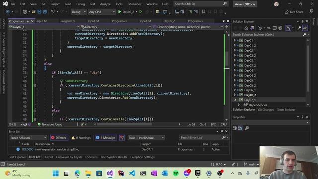 Advent of Code 2022 Day 7: No Space Left On Device (C#, .NET 7) смотреть онлайн