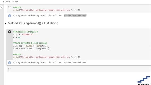 Python | Repeat String till K-using divmood () & list slicing смотреть онлайн