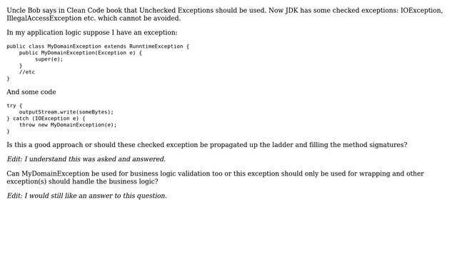 Software Engineering: Wrapping specific checked exception in domain unchecked ones? (2 Solutions!!) смотреть онлайн