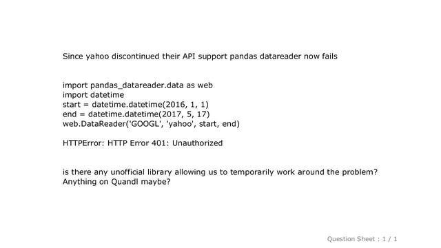 Pandas : Python pandas datareader no longer works for yahoo-finance changed url смотреть онлайн