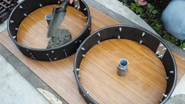 БЛИНЫ ДЛЯ ШТАНГИ своими руками _ How to make CONCRETE BARBELL PLATES смотреть онлайн