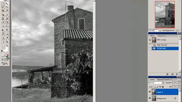 Перевод в оттенки серого разд. и нал.. каналов смотреть онлайн