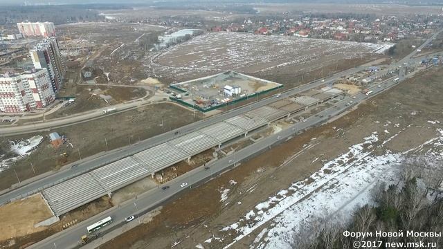 Реконструкция Калужского шоссе, 2й этап. Эстакада в районе ЖК "Новые Ватутинки" 13/03/2017 смотреть онлайн