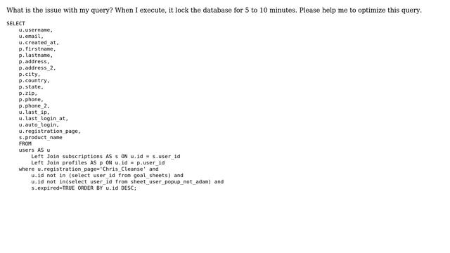 Databases: Query causing Database lock problem (php/Mysql) смотреть онлайн