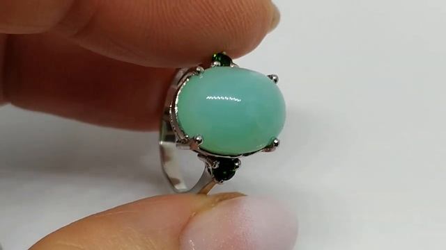 Кольцо с ААА зеленым хризопразом 6.95ct и хромдиопсидами, лампы смотреть онлайн