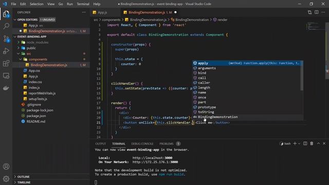 Binding Event Handlers in React Components смотреть онлайн