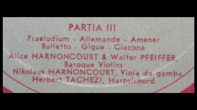 Von Biber / Alice Harnoncourt, 1964: Harmonia Artificiosa-Ariosa (1696) - Partita III