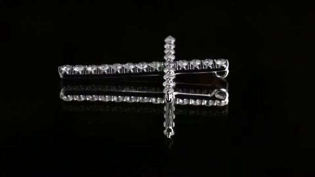 Подвеска-крест из белого золота с бриллиантами 0,85 карат (сертификат МГЦ) смотреть онлайн