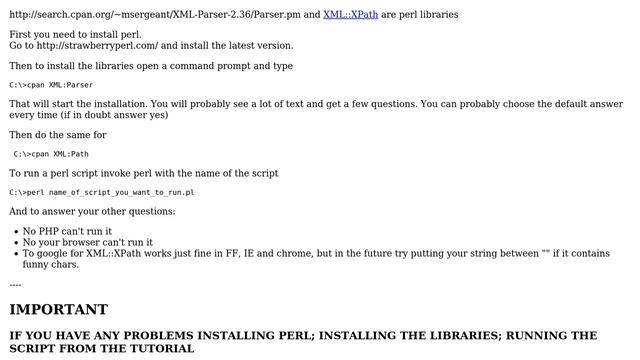 Trying to use XML::Parser and XML::XPath, where do I type the command? смотреть онлайн