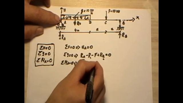 Определение опорных реакций в простой балке. Урок №1 смотреть онлайн