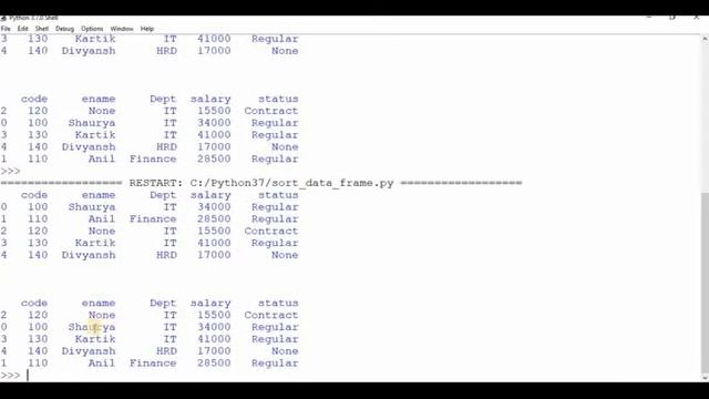 DataFrame sorting sort_values() and sort_index() смотреть онлайн