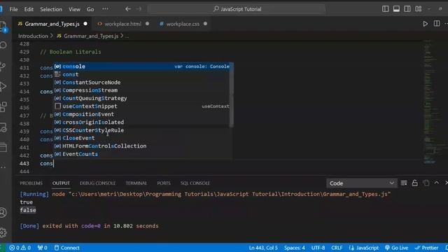 Javascript tutorial 1.3.2 - (Grammar and Types - Literals - Boolean Literals) смотреть онлайн