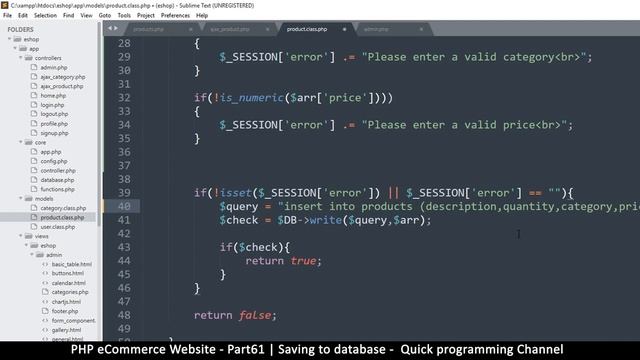 #61 PHP Ecommerce website development | Saving to database | MVC OOP - Quick programming смотреть онлайн