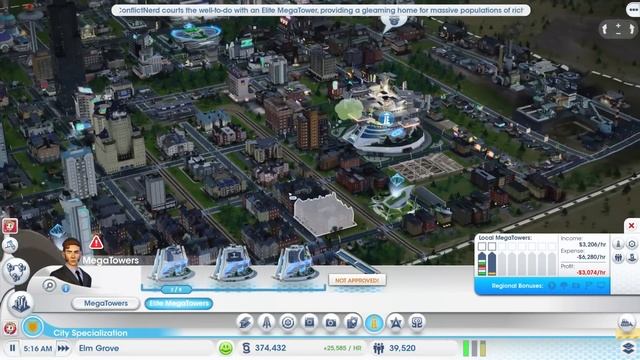 Using an ELITE MEGA-TOWER to attract RICH Tourists! — SimCity 2013 (#10) смотреть онлайн