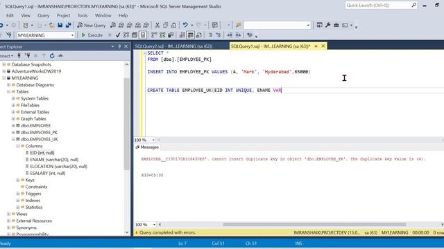 12) UNIQUE KEY VS PRIMARY KEY | Explained in Telugu | SQL SERVER Telugu Tutorials смотреть онлайн