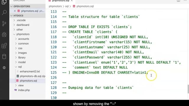 Level the PHPMotors Database смотреть онлайн