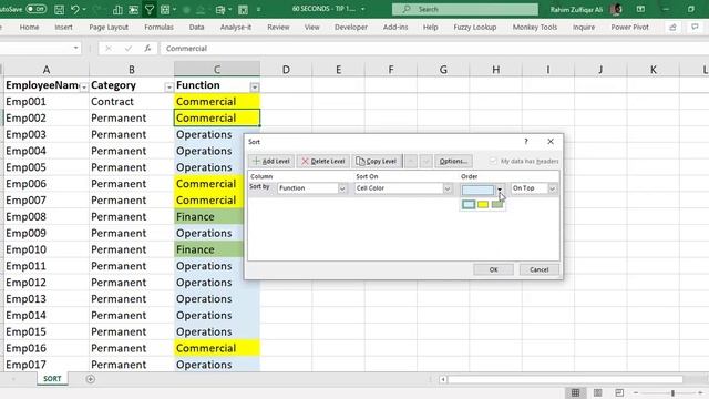 Filter & Sort Multiple Colors Cells in Excel - 60 SECONDS LEARNING SERIES - (EB-01 - Every Wed) смотреть онлайн
