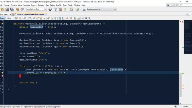 JavaFX 8 Tutorial 59 - XYCharts (ScatterChart, LineChart, AreaChart, StackedAreaChart, BarChart) смотреть онлайн