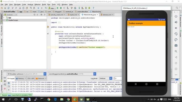 Set title, subtitle and logo of Toolbar смотреть онлайн