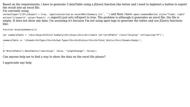 Salesforce: Export a DataTable generated by a function (HTML tables) to Excel смотреть онлайн