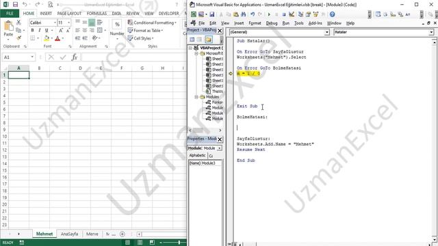 VBA'DA HATA YÖNETİMİ (ON ERROR GO TO) смотреть онлайн
