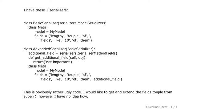 Django : Django serializer inherit and extend fields смотреть онлайн