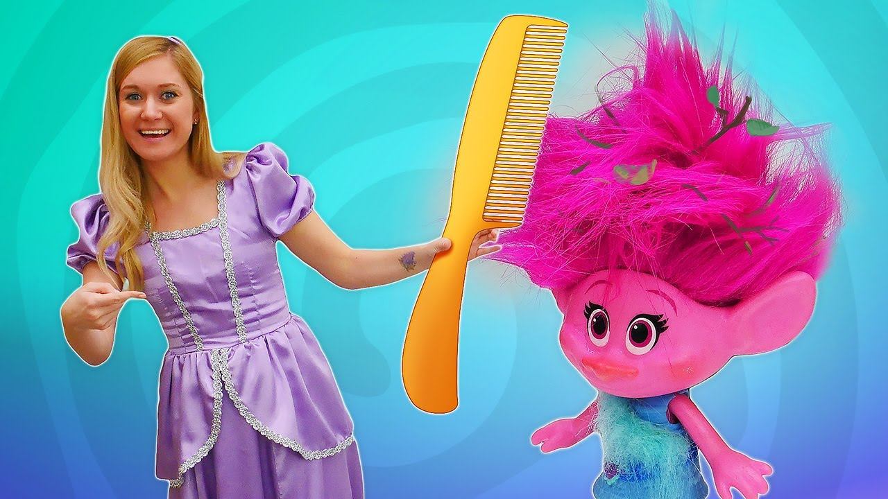 Disney princess & New hairstyle and makeup for Trolls toys. смотреть онлайн