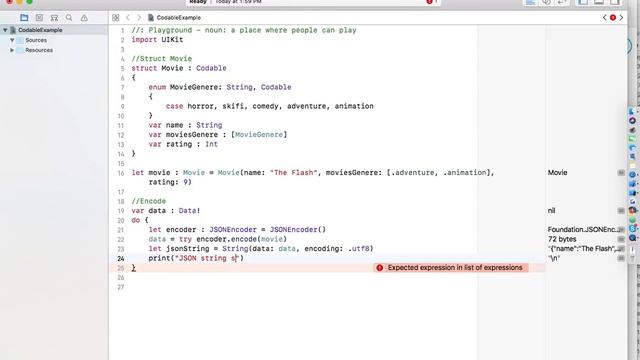 05 - Use of Codable with JSONEncoder and JSONDecoder in Swift 4 смотреть онлайн