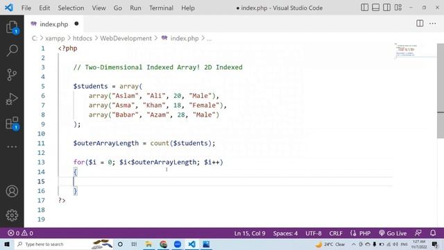 Two Dimensional Indexed Array in PHP | Web Development Full Course in Urdu / Hindi смотреть онлайн
