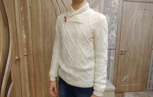 Мужской свитер с шалевым воротником спицами. Как я его вязала.