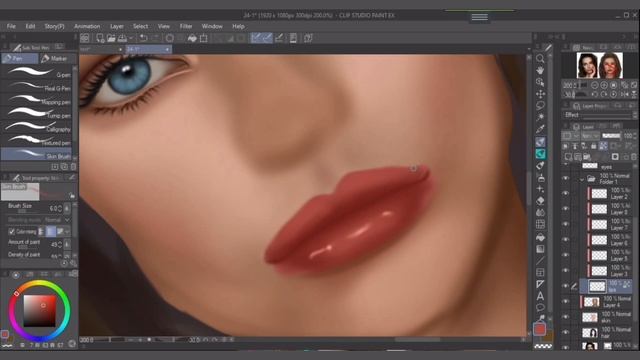 Realistic portrait digital painting step by step process - Speed paint (Time-lapse) смотреть онлайн