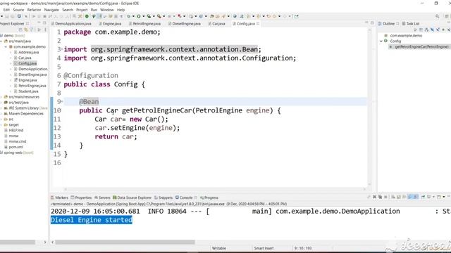 Spring dependency injection custom beans with @Configuration and @Bean. Spring boot Tutorial part 7 смотреть онлайн